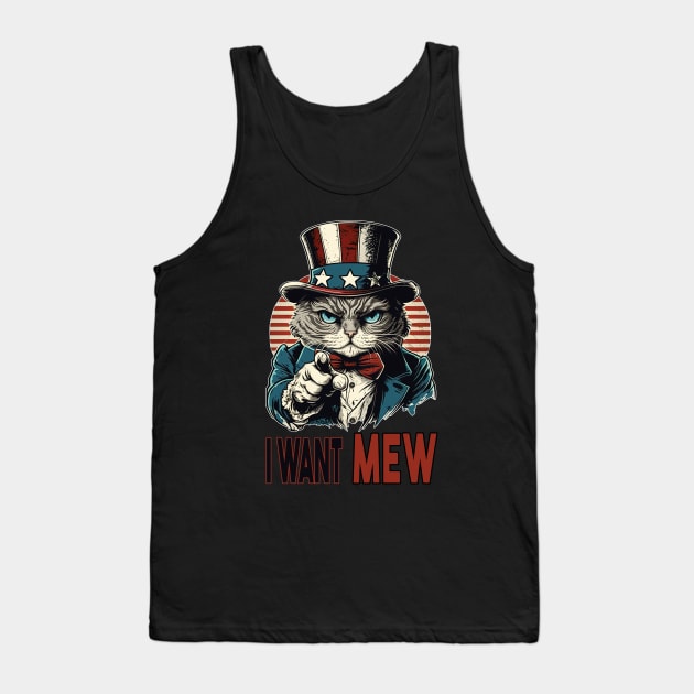 I Want Mew - Patriotic American Pride Cat Tank Top by RailoImage